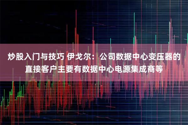 炒股入门与技巧 伊戈尔：公司数据中心变压器的直接客户主要有数据中心电源集成商等